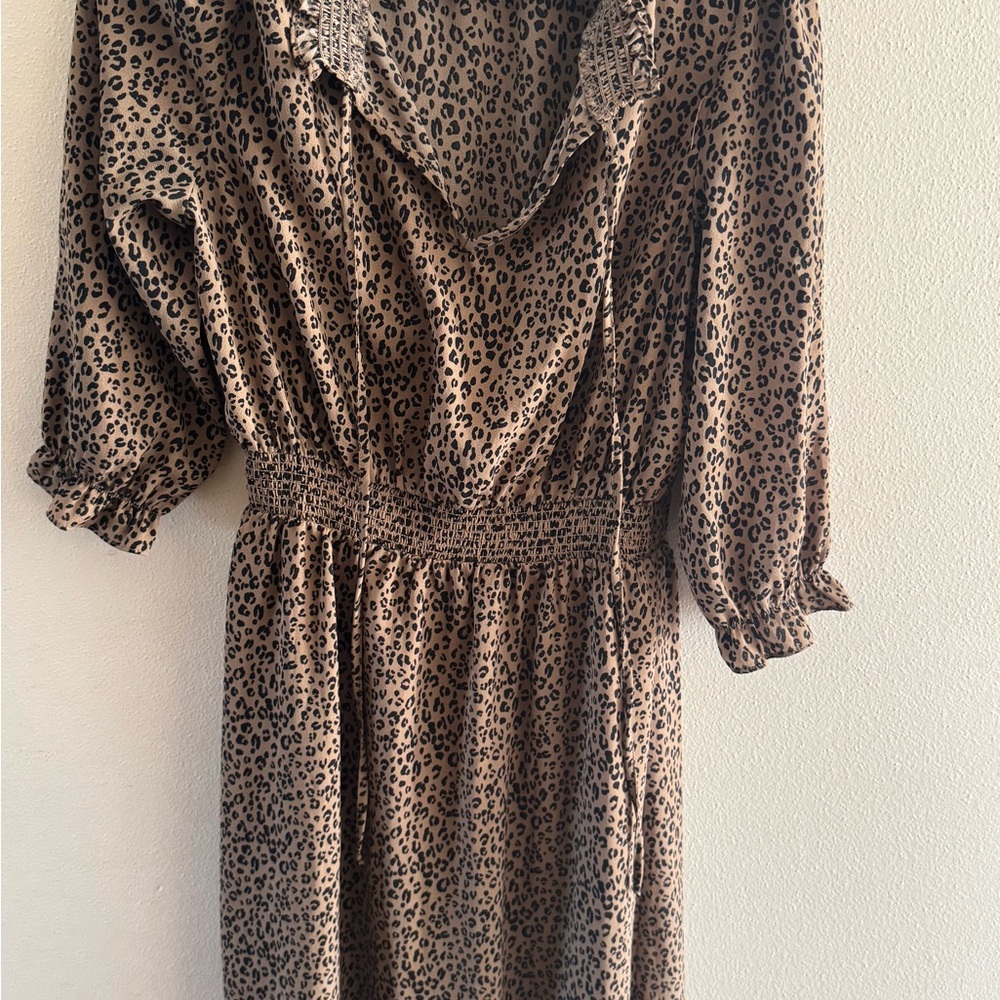 Hem & Thread Brown Black Cowl Neck Bishop Sleeve Dress